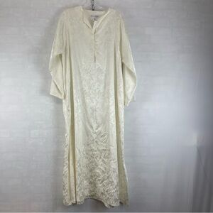 Oscar de la Renta Vintage Jacquard Caftan Lounge Nightgown Dress Cream Size‎ M
